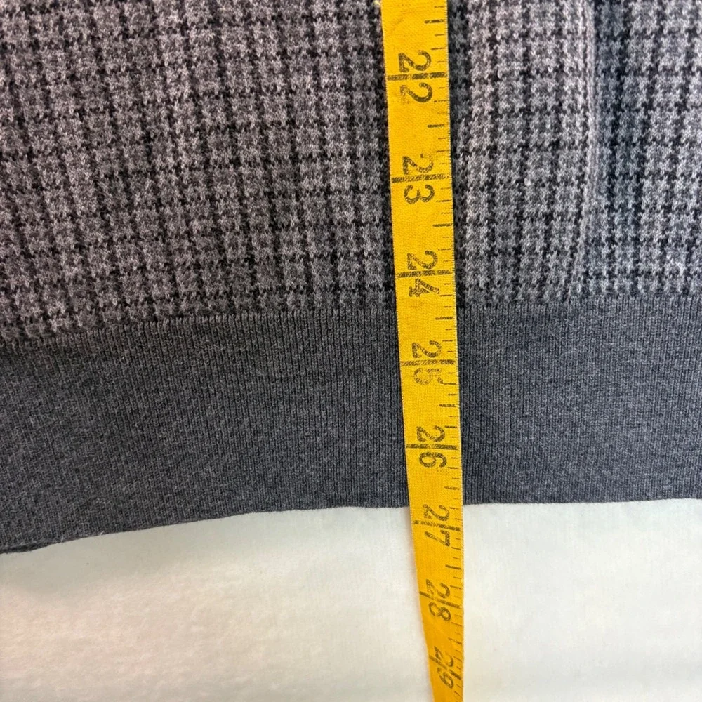 Polo Golf Ralph Lauren Mens Large Grey Check V-Neck 100% Cotton Knit Sweater - Picture 4 of 6
